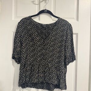 Madewell Black and White Floral Blouse